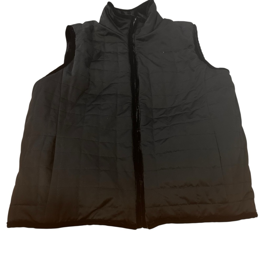 RALPH LAUREN Reversible black Velvet/Quilted Sateen Vest womens size large zip - Picture 9 of 16